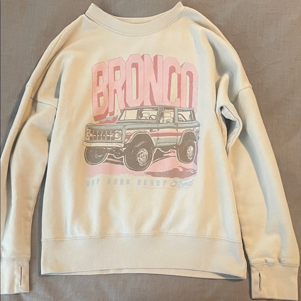 abercrombie kids Cream and Pink Bronco Sweatshirt size 11/12